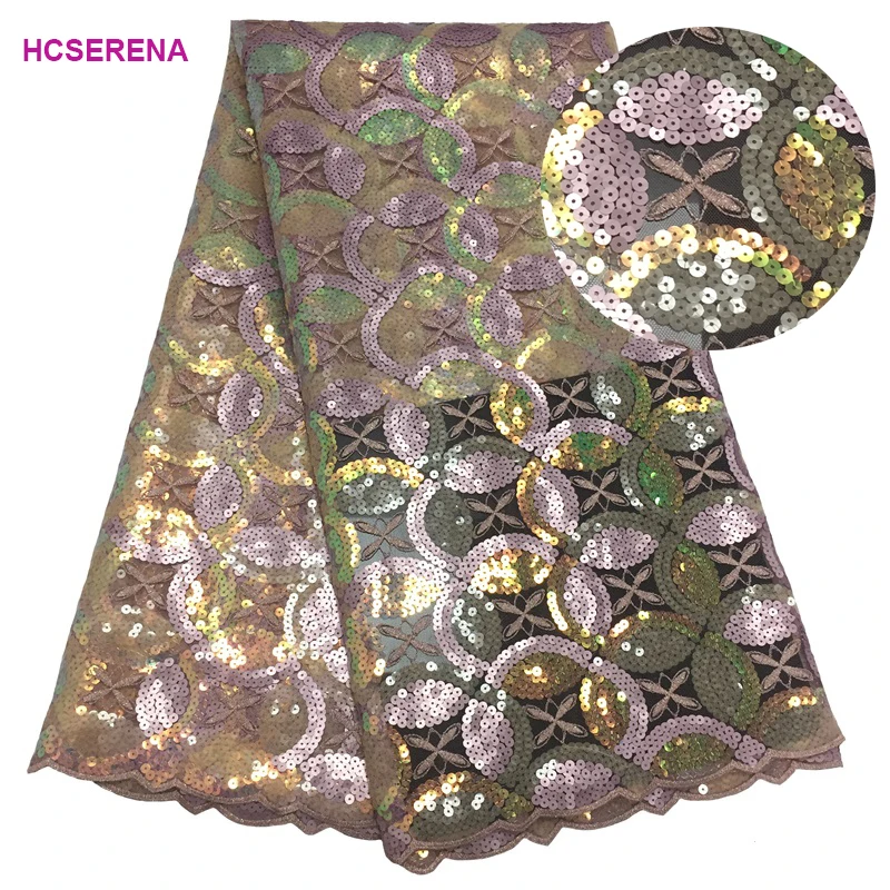 African Lace Fabric 2019 High Quality French With Sequins Nigerian Tulle Mesh For Wedding Free Shipping | Дом и сад