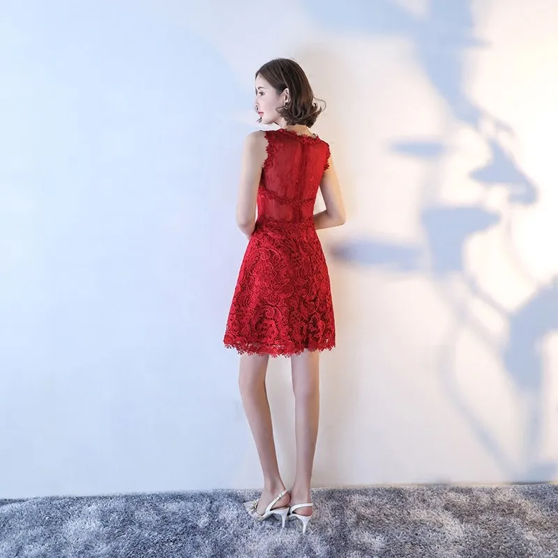 Китайское платье Qipao вечерние платья красного вина Чонсам для невесты новинка 2018