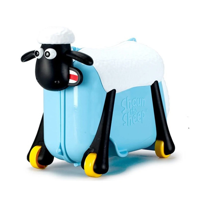 Детский чемодан на колесиках с милыми мультяшными овечками однотонный сумка для