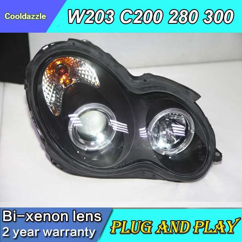Для Mercedes Benz 2000 2007 года W203 C63 C200 C230 C280 C300 фары светодиодный ангельские глазки