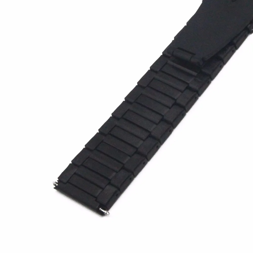 Stainless Steel Watch Band 24mm for Suunto Core Folding Clasp Strap Loop Wrist Belt Bracelet Black Silver + Spring Bar + Tool