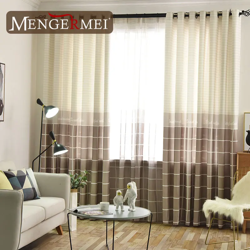 Клетчатая занавеска для гостиной синие фиолетовые тюлевые занавески спальни