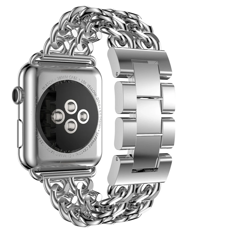 Ремешок-цепочка из нержавеющей стали для iphone мужчин и женщин Apple Watch ремешок 38 мм 42