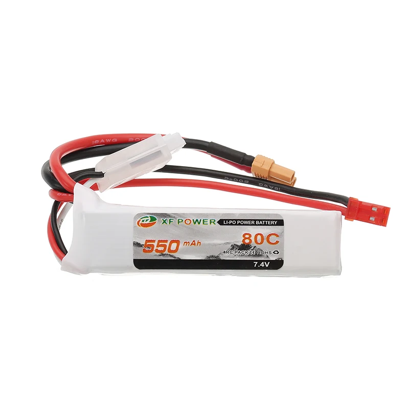 Перезаряжаемая литий полимерная батарея xf power 7 4 в 550 мАч 2S 80C Lipo JST XT30 вилка|lipo