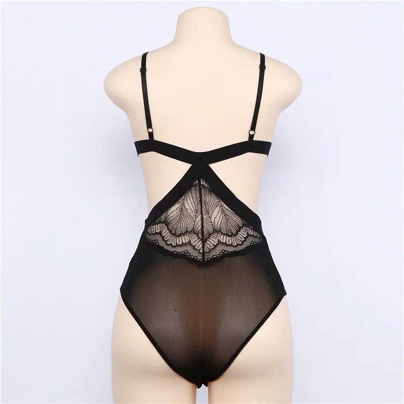

Women Clothes Sexy Leotard Deep V Neck Lace Bodysuit Stretch Tops Slim Bodycon New Fashion Women Playsuit
