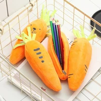 cute plush pencil case creative cartoon carrot pen bag kawaii middle school student large capacity pencil case stationery