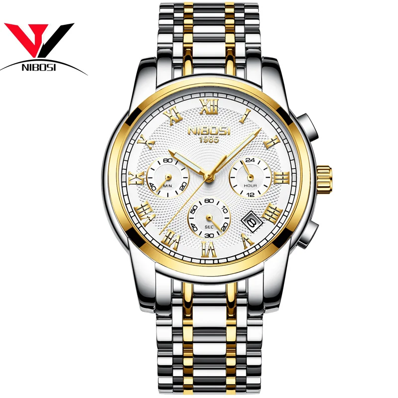 NIBOSI лучший бренд класса люкс Модные для мужчин часы водостойкие Дата спортивные