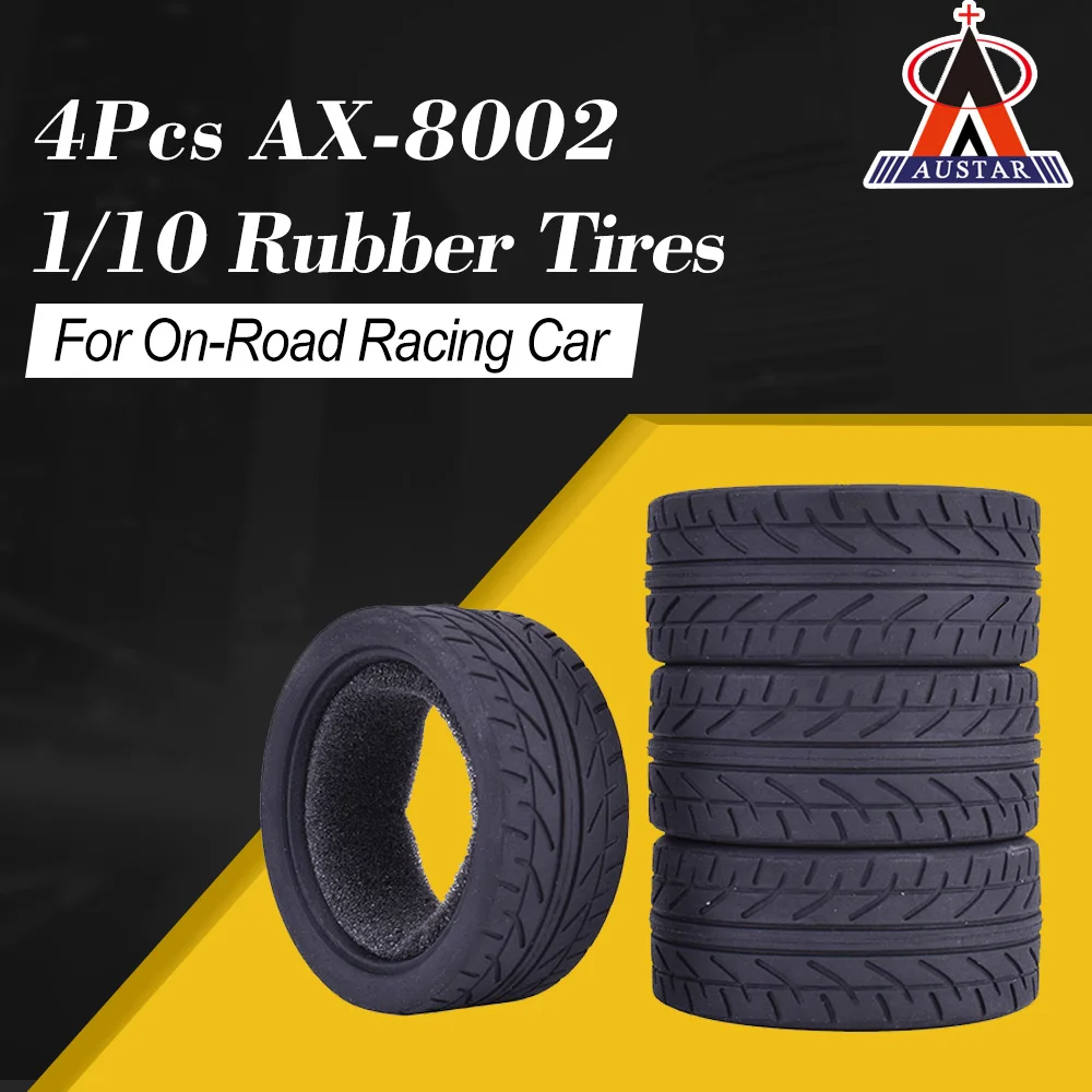 

4Pcs AUSTAR AX-8002 Flat Speed Drift Rubber Tires 26mm Soft Tyres For RC 1/10 TAMIYA HPI Redcat Racing HSP On-Road Racing Car
