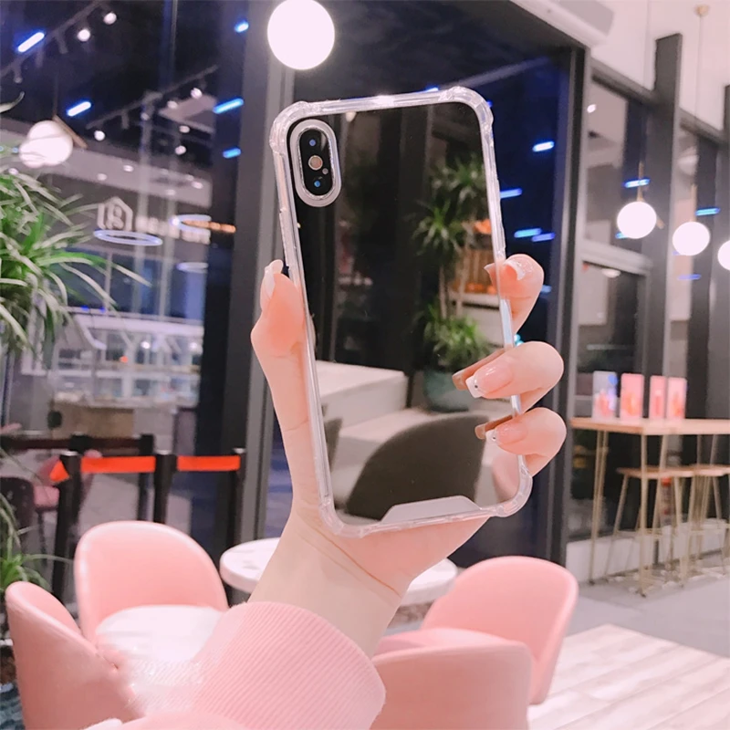 Чехол с зеркалом для макияжа iphone XS Max XR 7 8 plus мягкий силиконовый чехол iPhone 6 s