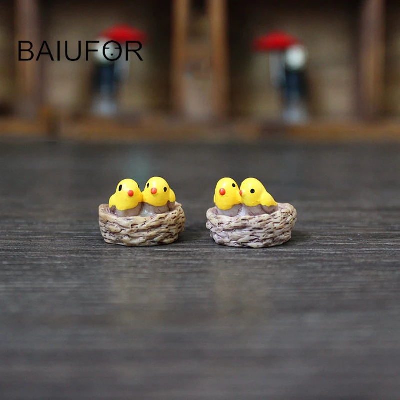 Птица Семья мини смолы Животные Сказочный Сад миниатюры DIY Кукольный