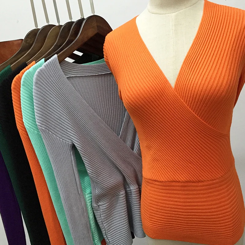 Пикантные Женские Вязаные Пуловеры и свитера с глубоким v-образным вырезом