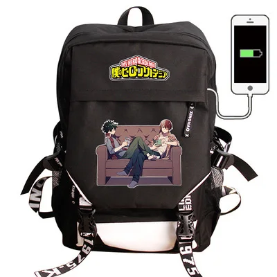 10 Рюкзак для ноутбука My Hero Academy с зарядкой от usb Boku no Hero Academy COS, школьная сумка, рюкзак, водонепроницаемый рюкзак для путешествий - Цвет: 10