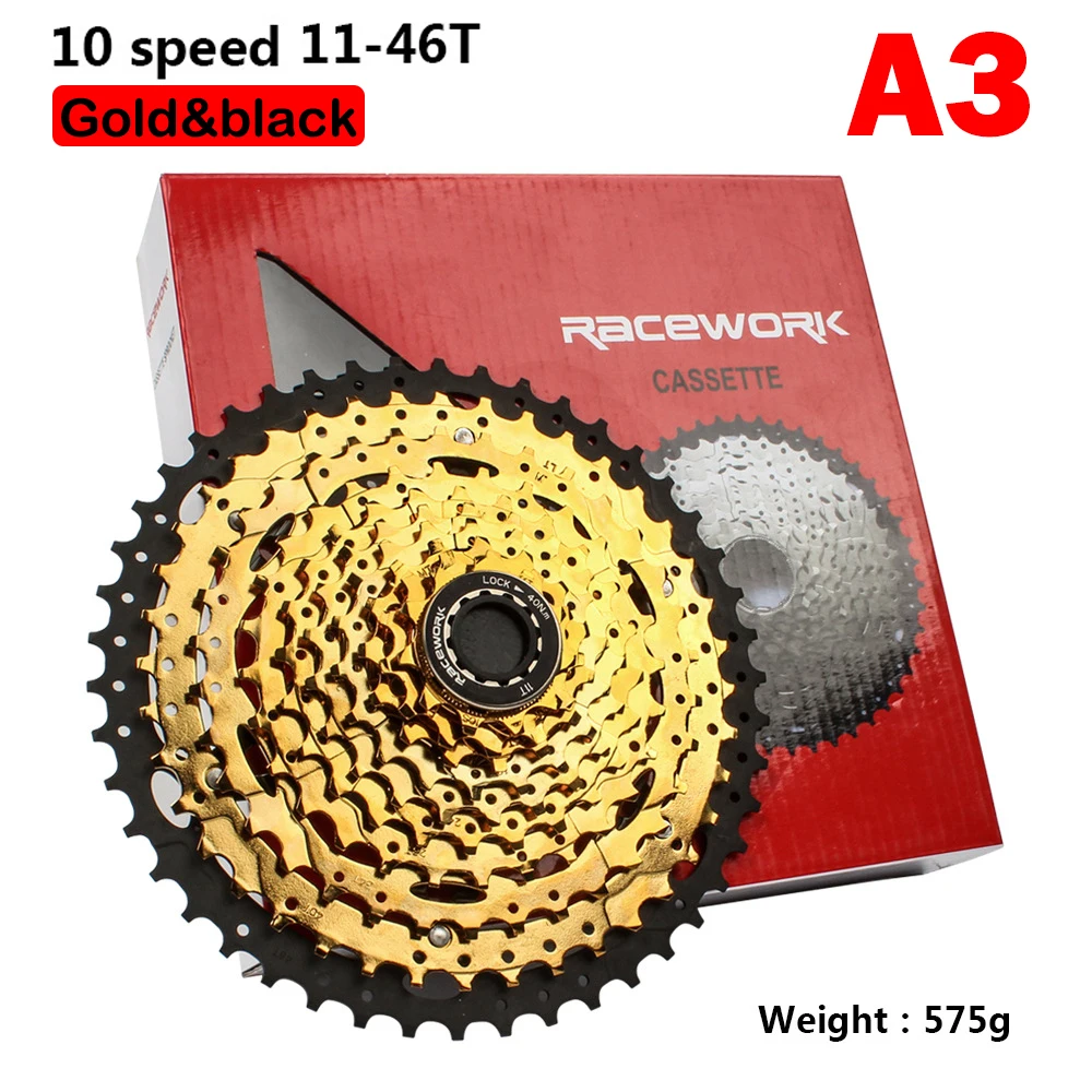 10Speed 11-46T Кассета для горного велосипеда, 10 скоростей, 11 скоростей, 11-42 T/46 T/50 T/52 T, колесо свободного хода, Черное золото, стальной маховик, звездочка, запчасти для велосипеда - Цвет: 10Speed 11-46T