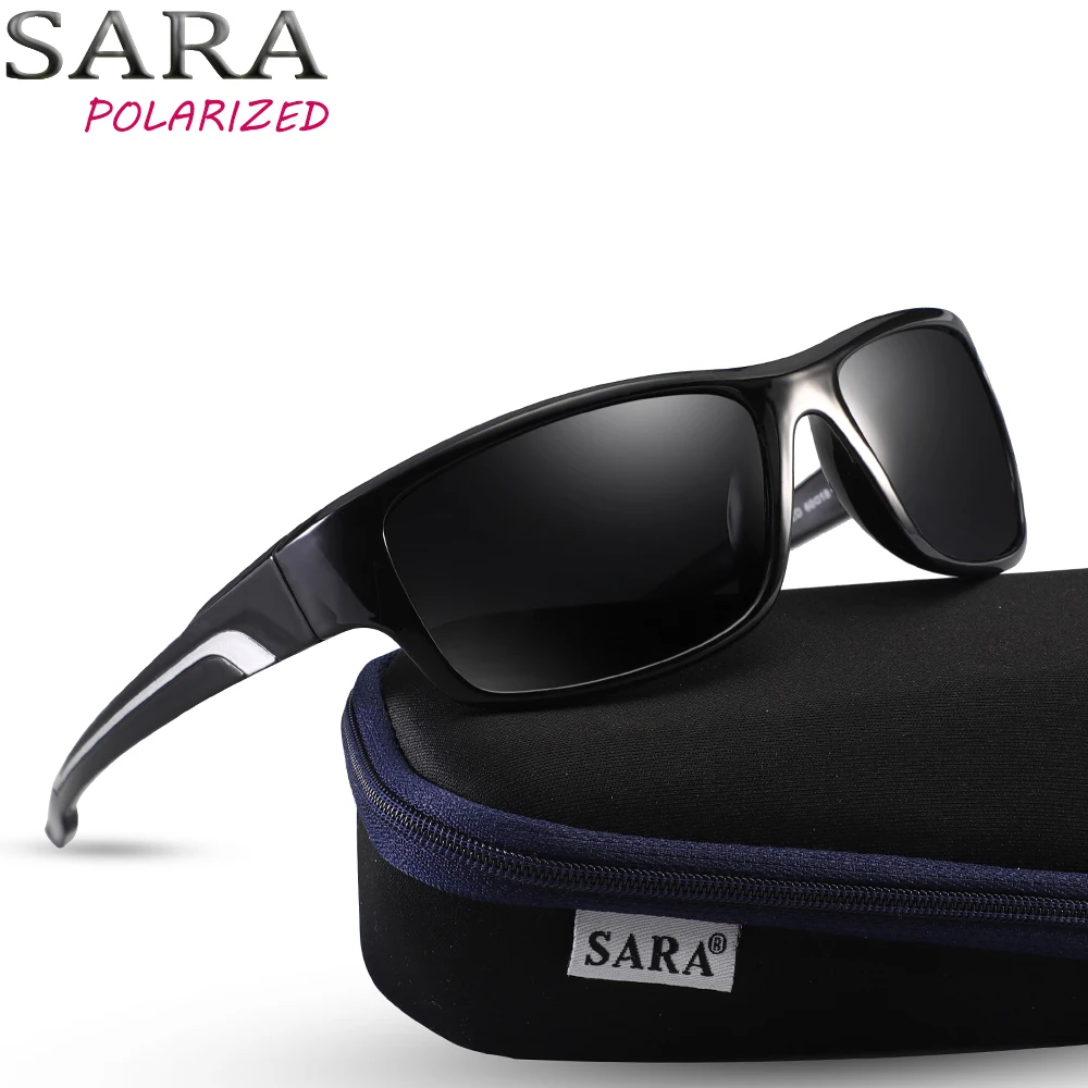 Мужские солнцезащитные очки SARA Классические поляризационные в черной оправе для