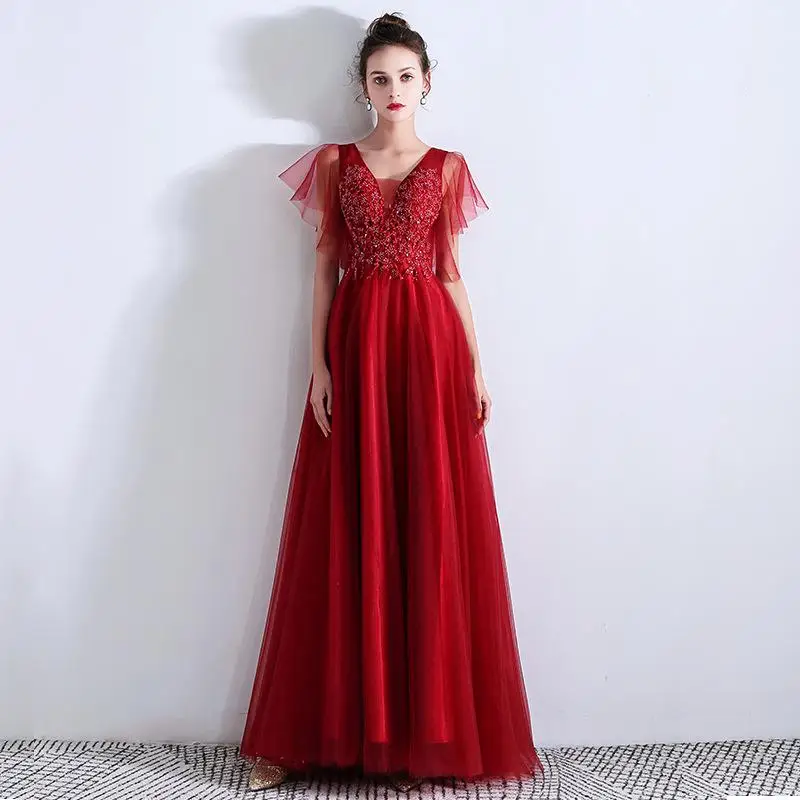Элегантное женское вечернее платье на тонких бретельках, Qipao, сексуальное, с искусственными кристаллами, Cheongsam, а-силуэт, свадебное платье для невесты - Цвет: Red2