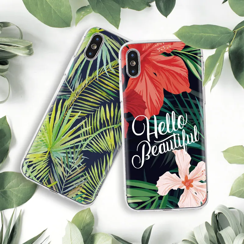 Чехол для телефона с цветочным рисунком iphone X 7 8 6 6s plus мягкий силиконовый