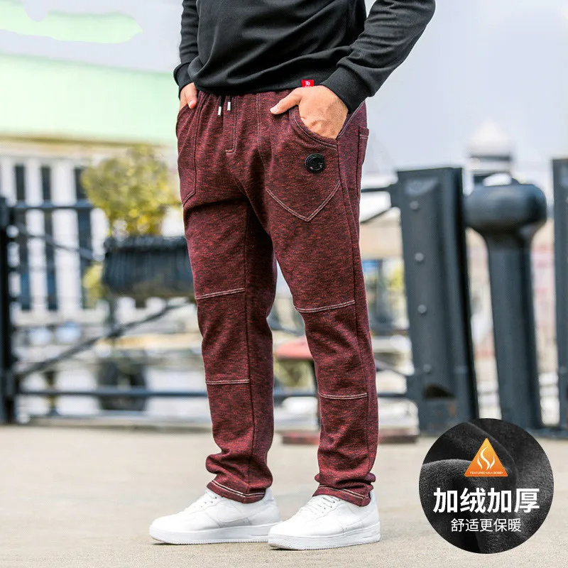 2018 Winter New Plus Size Men s Clothing Casual Pants Loose Plus Velvet Stitching Sports Pants Thick Warm Pants  Streetwear Mens