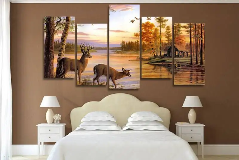 Hd Печать антилопы для питья воды живопись на холсте украшение комнаты печать