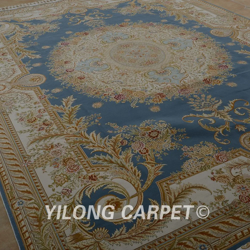 Yilong 8 3 'x 11 5' топ турецкий ковёр из шелка и шерсти ручной работы Синий