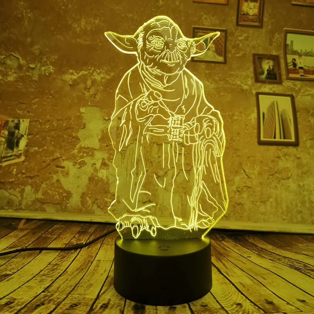 Новый Звездные войны йода Рыцарь Джедай 3D светодиодный светильник ночник