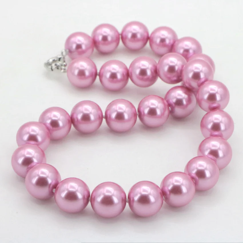 WUBIANLU 16mm Pink South Sea Shell Pearl Necklace Womens Costume Jewelry Neck Choker Fashion Style DIY Clothing Collocation | Украшения и