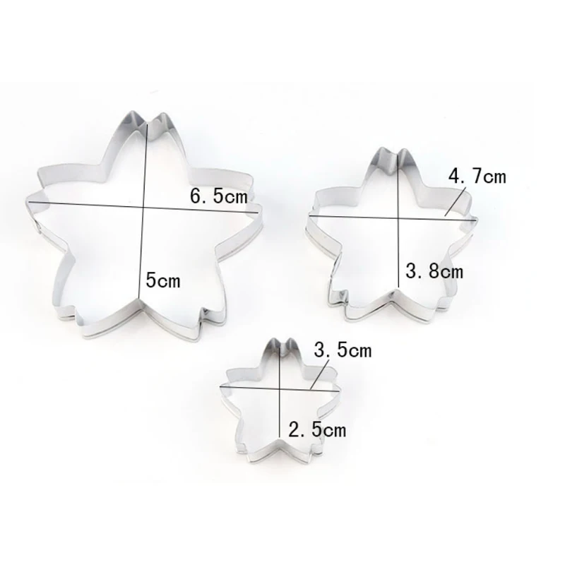 Sakura Petals 3Pcs Stainless Stell Cookie Cutter Pastry & Biscuit Baking Cake Decorating Tool Cupcake Mold Fondant | Дом и сад
