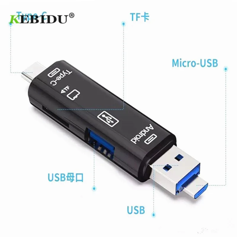 USB-ресивер Kebidu 5-в-1 OTG TF-кардридер адаптер высокоскоростной USB 2 0 чтение