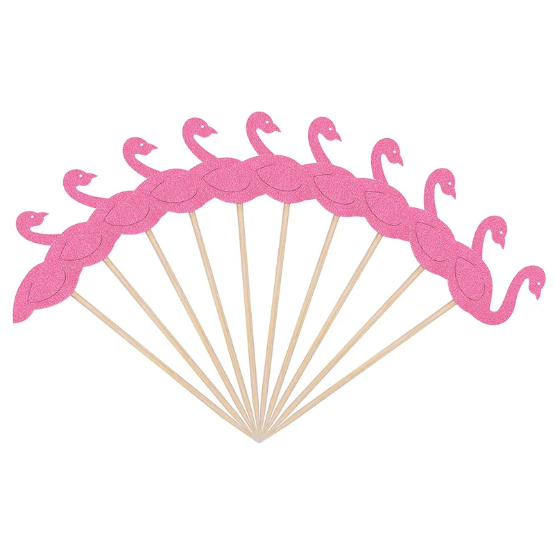 cake topper B02 20/40/60 шт Фламинго торт украшения для кексов пирог на день рождения или свадьбу украшения инструмент Фламинго палочки для торта Baby Shower вечерние поставки - Цвет: cake topper B02