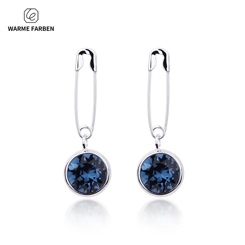 Женские серьги сваровски украшенные кристаллами из серебра 925 пробы в форме