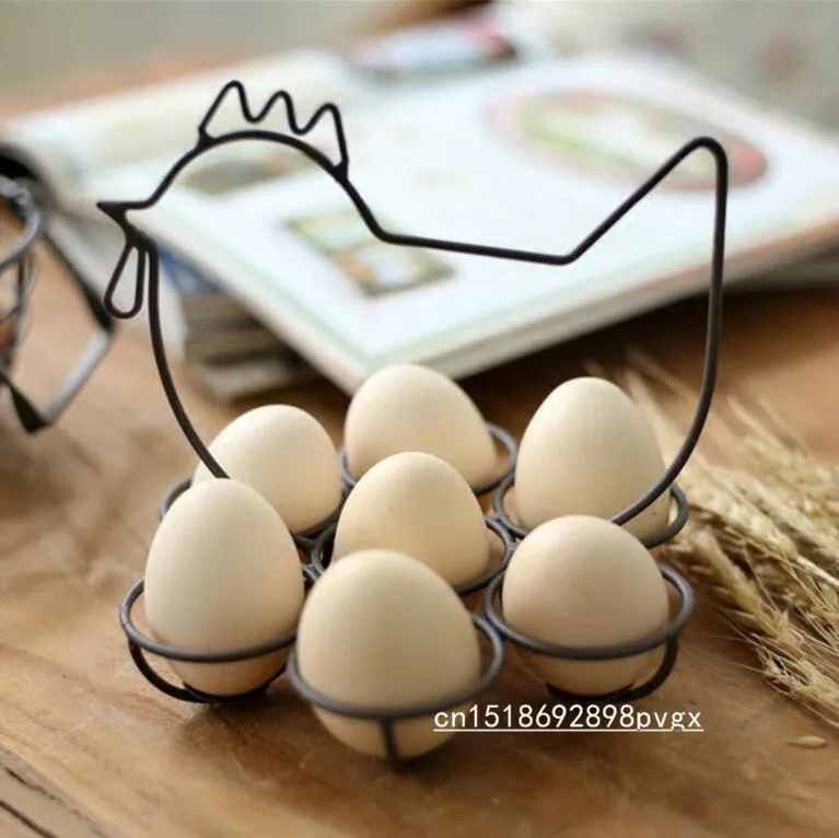 Держатель для яиц из железа в форме цыпленка античный имитация хранения на кухне