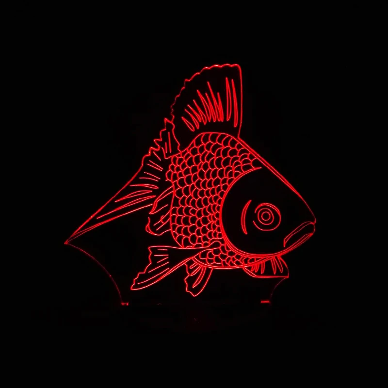 Новый мультфильм LED 3D золотая рыбка ночник 7 цветов Изменение Настольная лампа