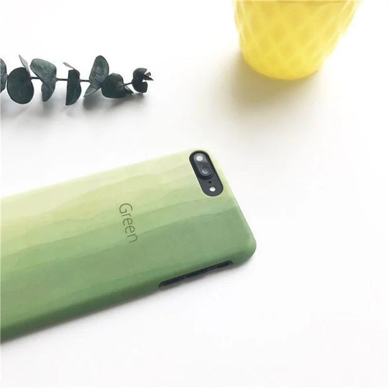 Matcha Green Gradient Phone Case for IPhone XS 6 7 6S 8 Simple Hard Matte Plus Back Cover |