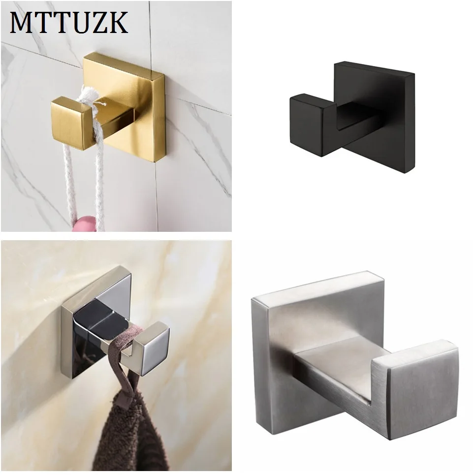 MTTUZK 304 Нержавеющая сталь Матовый Золотой крючок для халата матовый черный крючки