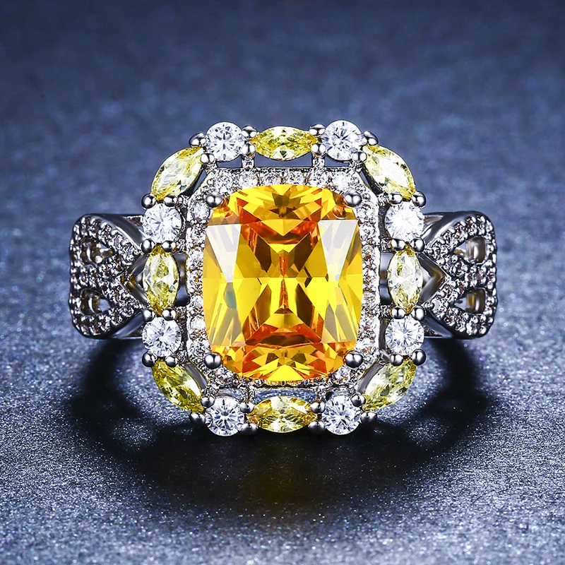 Женские серебряные кольца 925 пробы квадратная искусственная бижутерия