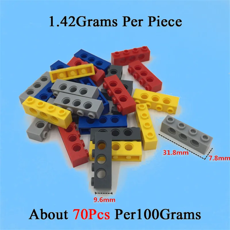 1X4 Mixed Colors 100 грамм характеристики Запчасти кирпича с отверстиями 10 размеров 5 цветов игрушка "сделай сам" для детей совместим с 6541 3700 3894 3702 2730 3895 - Цвет: 1X4 Mixed Colors