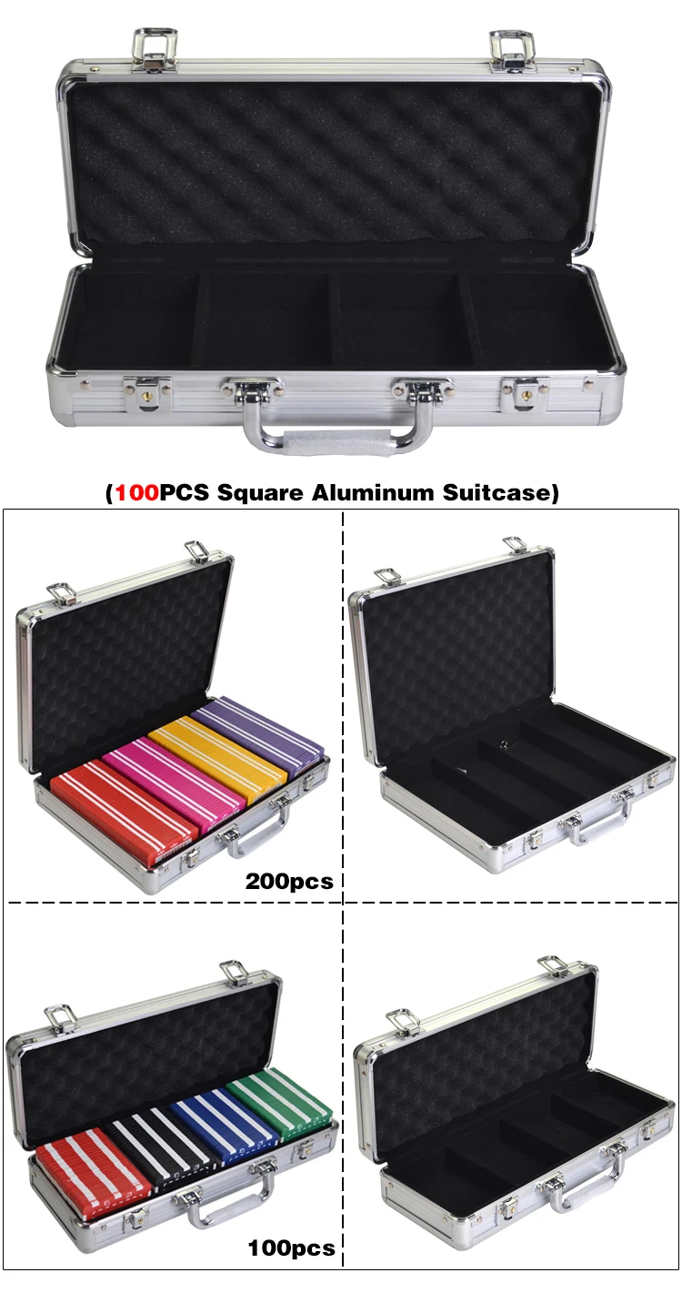 SQUARE Chips Suitcase Chip Container Chip Case/Box Poker Chips Square Aluminum Suitcase 100/200PCS Capacity