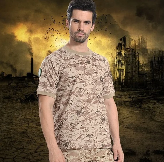 Летние Coolmax человек тактический камуфляж футболка Для мужчин дышащая