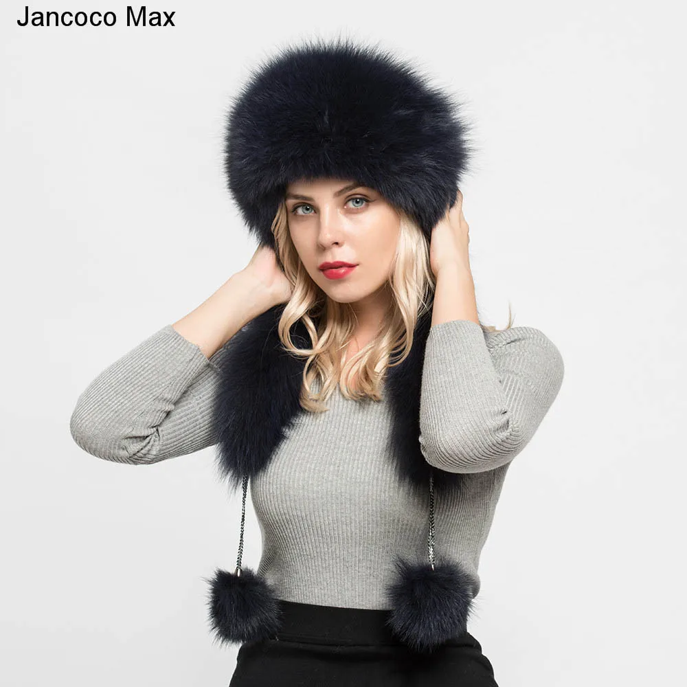 Jancoco Max/новые стильные женские теплые зимние шапки из натурального меха кролика Рекс и лисы модные меховые шапки шарф наивысшего качества S7145