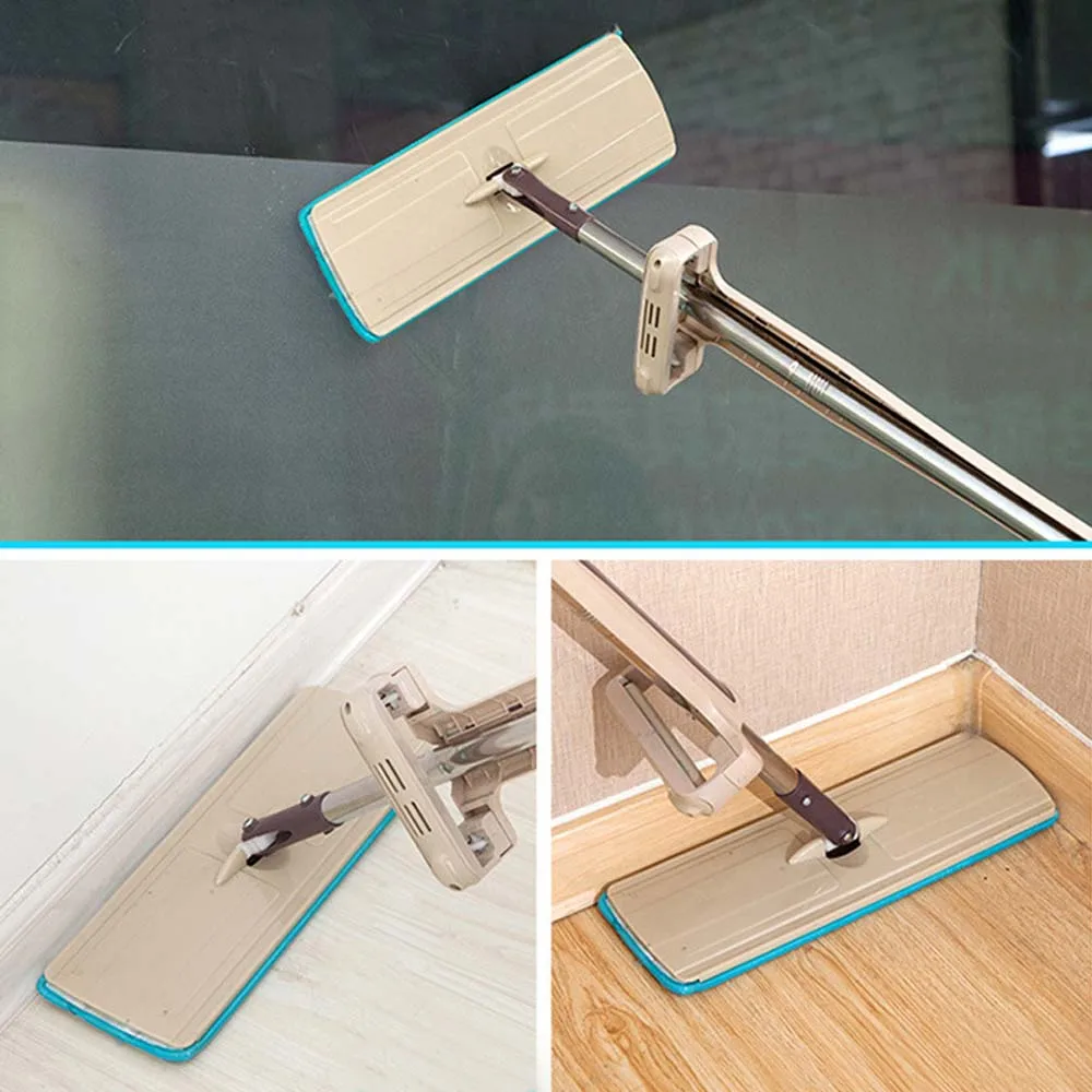 Плоская швабра с ручкой из нержавеющей стали для мытья дома и офиса|Швабры| |