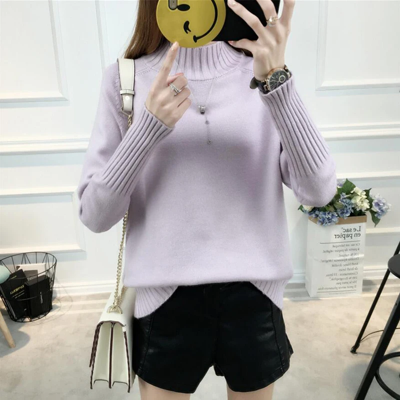 Autumn winter Sweater women pullovers long sleeve high collar cashmere sweater ladies knitted sweaters 2018 Tops | Женская одежда
