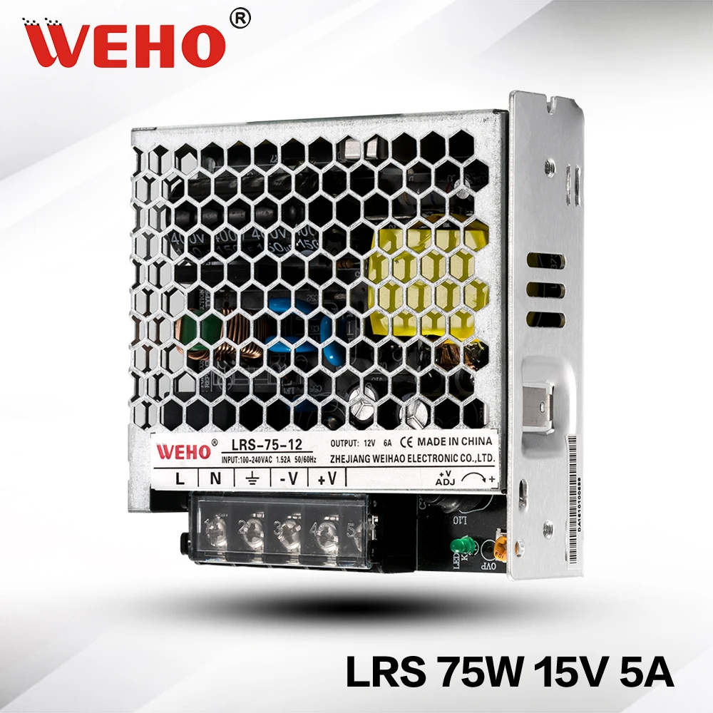 (LRS 75 15 )WEHO CE rohs Утвержденный 75w 15v 5a тонкий тип 30 мм Источник питания|15v 5a|power supplysupply