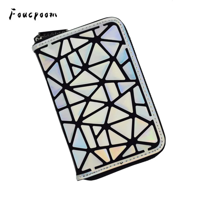 

Newest Geometry Women Short Wallet Clutch Luminous Wallet Diamond Lattice Zipper Standard Wallets Noctilucent Card Holder Purse