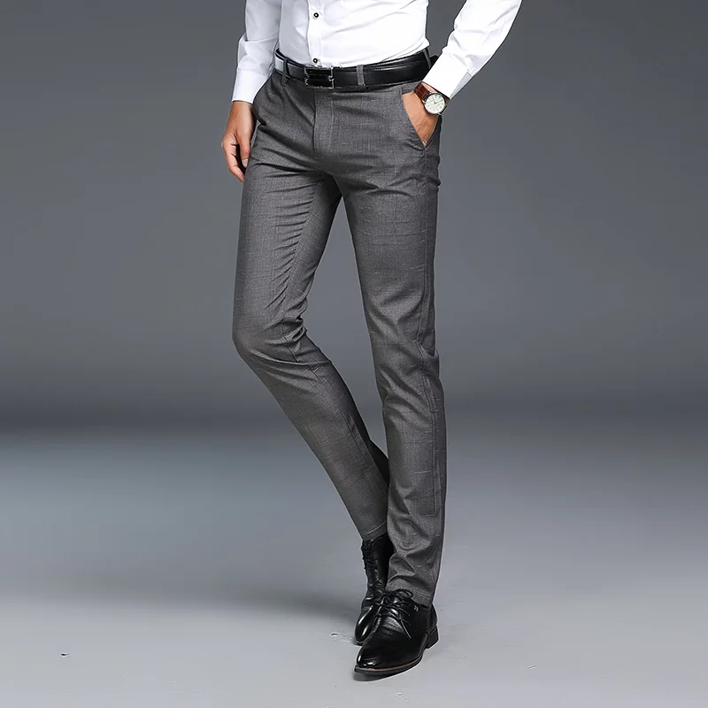 

Мужской костюм в клетку на весну и осень, деловой костюм, банкетный мужской костюм, брюки, модные Стрейчевые мужские брюки для отдыха