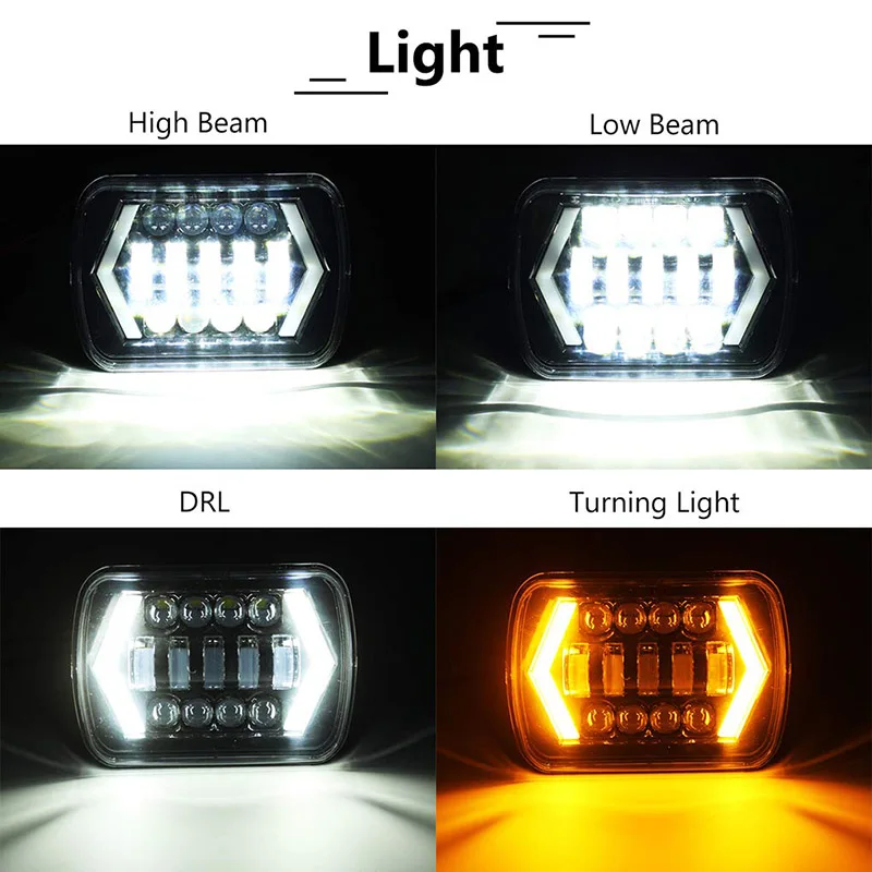 DS 7x6 ''фары Halo DRL для 86-95 Jeep Wrangler YJ Cherokee XJ ангельские глазки DRL H4 светодиодный квадратный 55 Вт 5X7 светодиодный фары