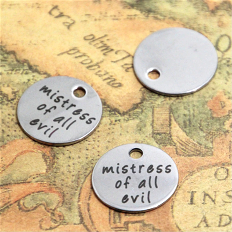 

10pcs mistress of all evil charm silver tone message charm pendant 20mm