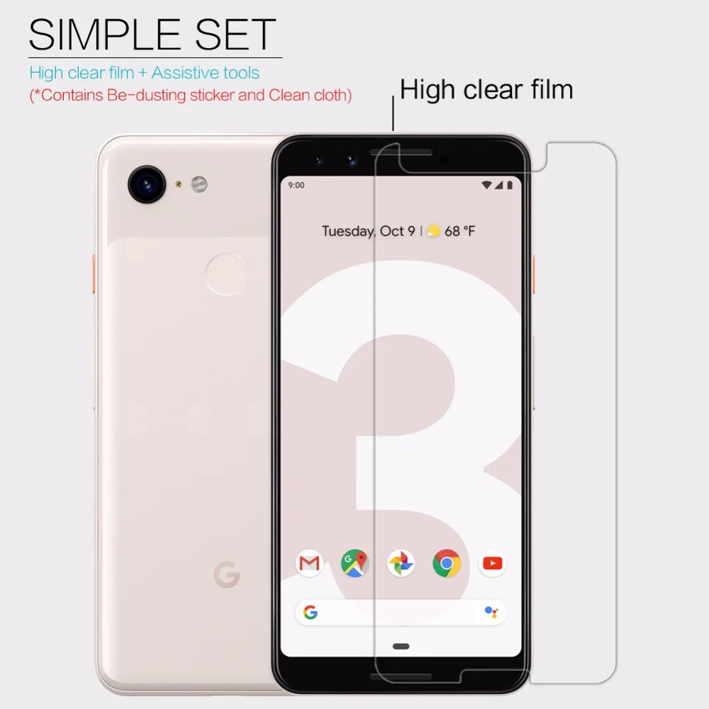 2 шт./партия протектор экрана для Google Pixel 3 NILLKIN Глянцевая супер прозрачная защитная пленка с розничной посылка