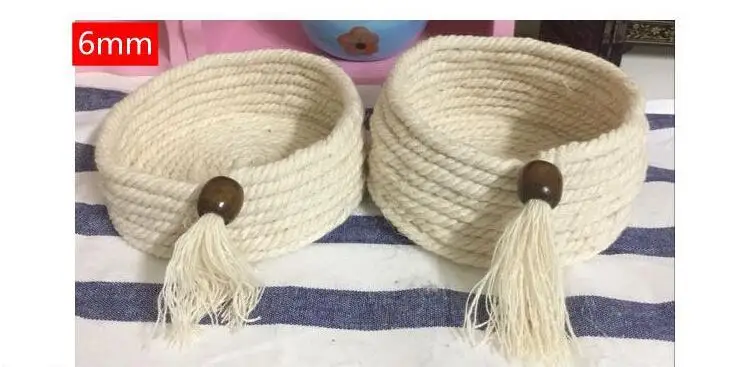 Веревка из натурального бежевого хлопка витой шнур Artisan ручной работы 6 мм* 50 м для изготовления украшений вручную карты украшения для дома