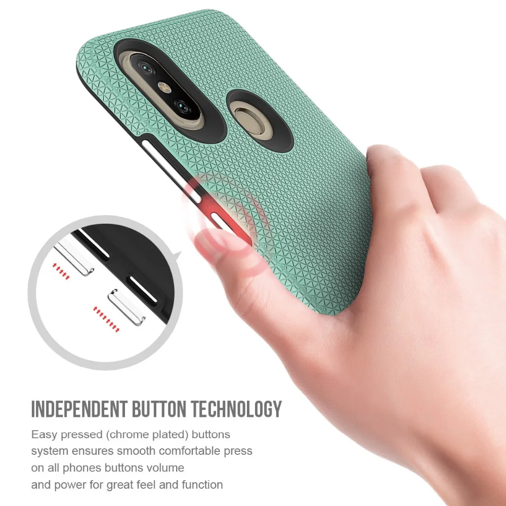 Dual Layer Hard PC Soft TPU Bumper Shockproof Cases for xiaomi Mi A2 6X Triangle Patterned Phone Accessories Cover Rugged Armor |