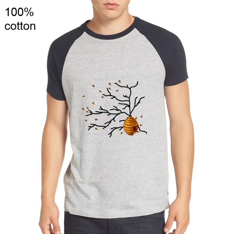 Fashion Teeshirt Man Elegant Kwaii style Honey bee T shirt men Honeycomb t-shirt male top hipster tee homme t casual | Мужская одежда