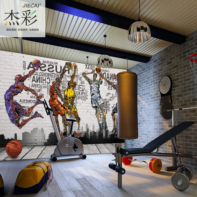 

Photo wallpaper 3D stereo cartoon wallpaper mural basketball court gym wplayground Cafe KTV bar mural